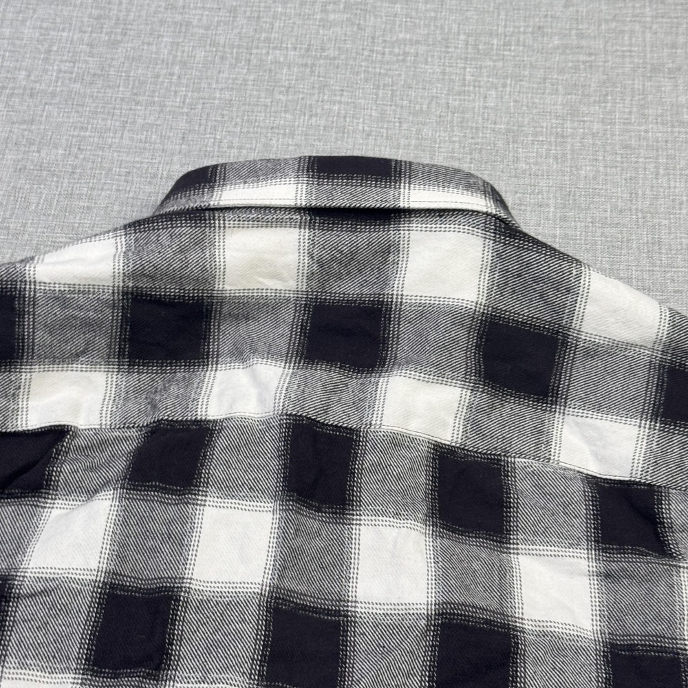 Theory Flannel Shirt Mens XL Black White Plaid Long‎ Sleeve Button Cotton Casual - Picture 11 of 11